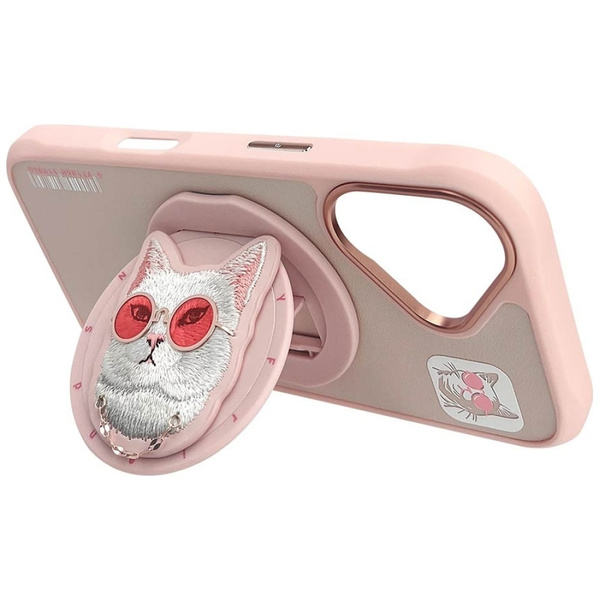 Etui Nimmy Glasses Cool Cat do iPhone 16  różowy
