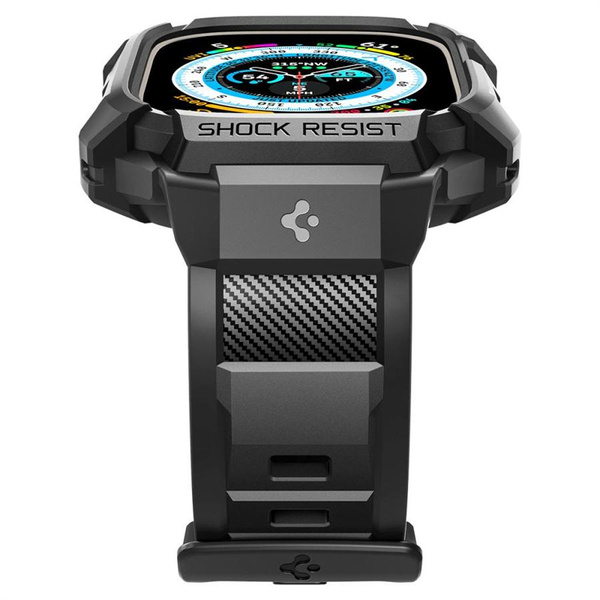 Etui z paskiem Spigen Rugged Armor Pro na Apple Watch Ultra (49 mm) - czarne