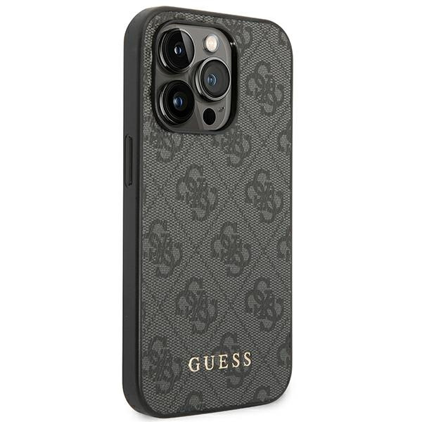 Guess GUHCP14XG4GFGR iPhone 14 Pro Max6,7" szary/grey hard case 4G Metal Gold Logo