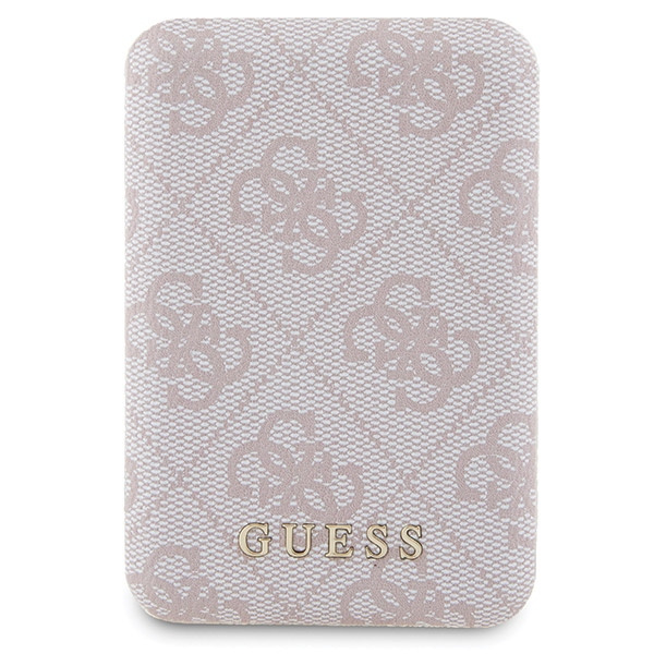 Zestaw Guess GUBPM5P14L4GEMGP iPhone14 Pro 6.1" hardcase + Powerbank 5000mAh MagSafe różowy/pink 4G Metal Logo