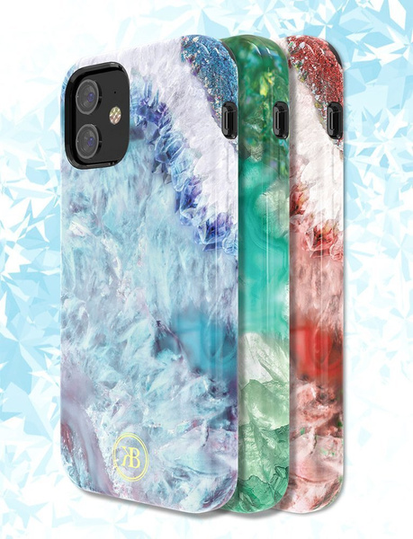 Kingxbar Agate Series eleganckie etui pokrowiec z nadrukiem agat iPhone 12 mini niebieski
