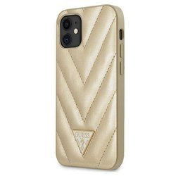 [20 + 1] GUESS GUHCP12SPUVQTMLBE HARD CASE V-QUILTED COLLECTION IPHONE 12 MINI 5,4" ZŁOTY