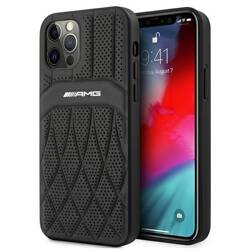 AMG AMHCP12MOSDBK IPHONE 12/12 PRO 6,1" CZARNY/BLACK HARDCASE LEATHER CURVED LINES