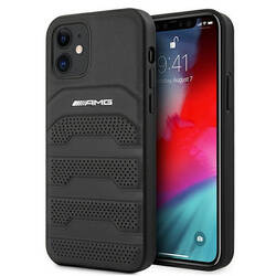 AMG AMHCP12SGSEBK iPhone 12 mini 5,4"  czarny/black hardcase Leather Debossed Lines