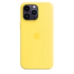 APPLE SILICONE CASE MQUL3ZM/A IPHONE 14 PRO MAX CANARY YELLOW OTWARTE OPAKOWANIE +  APPLE LEATHER SLEEVE MHYF3ZM/A CASE IPHONE 12 PRO MAX PINK CITRUS ORYGINALNA PLOMBA