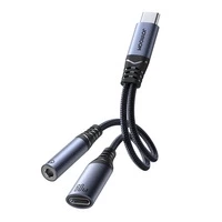 Adapter DAC 2w1 Joyroom SY-C02 USB-C do USB-C / mini jack 3.5 mm - czarny