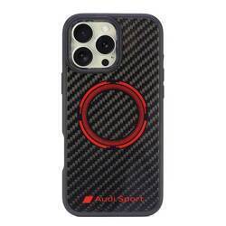 Audi Carbon Fiber Sport Red Circle MagSafe iPhone 16 Pro Max 6.9" czarny/black hardcase AUS-TPUPCMIP16PM-RSQ/D5-BK