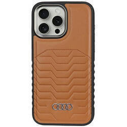 Audi Synthetic Leather MagSafe iPhone 15  Pro 6.1" brązowy/brown hardcase AU-TPUPCMIP15P-GT/D3-BN