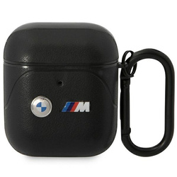 BMW BMA222PVTK AIRPODS 1/2 COVER CZARNY/BLACK LEATHER CURVED LINE