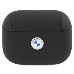 BMW BMAP2SSLBK AirPods Pro 2 (2022/2023) cover czarny/black Geniune Leather Silver Logo