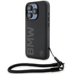 BMW BMHCP15L23RMRLK IPHONE 15 PRO 6.1" CZARNY/BLACK HARDCASE SIGNATURE LEATHER WORDMARK CORD