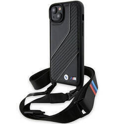 BMW BMHCP15M23PSCCK iPhone 15 Plus / 14 Plus 6.7" czarny/black hardcase M Edition Carbon Stripe & Strap