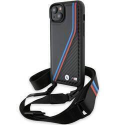 BMW BMHCP15M23PSVTK IPHONE 15 PLUS / 14 PLUS 6.7" CZARNY/BLACK HARDCASE M EDITION CARBON TRICOLOR LINES & STRAP