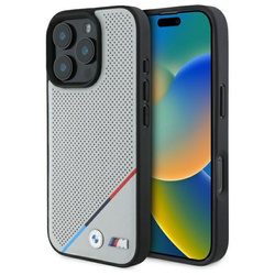 BMW BMHMP16X23PUPDG iPhone 16 Pro Max     6.9" szary/grey hardcase M Perforated Tricolor Line MagSafe