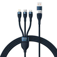 Baseus Flash Series II kabel USB Typ C / USB Typ A - USB Typ C / Lightning / micro USB 100 W 1,2 m niebieski (CASS030103)