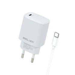 Beline Ład. siec. 1x USB-C 20W + kabel USB-C biała /white PD 3.0  BLNCW20C