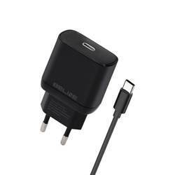 Beline Ład. siec. 1x USB-C 25W + kabel USB-C czarna /black PD 3.0  BLNCB25C GaN