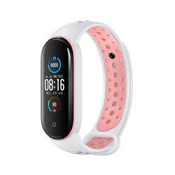 Beline pasek Design Mi Band 7/6/5 biało-różowy /white-pink