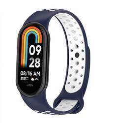 Beline pasek Mi Band 9/8 design niebiesko-biały /blue-white