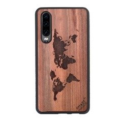 CASE ETUI DREWNIANE SMARTWOODS MAPA ŚWIATA HUAWEI P30