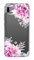 CaseGadget ETUI NADRUK BIAŁE KWIATY HUAWEI Y6 2019