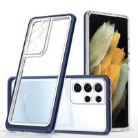 Clear 3in1 etui do Samsung Galaxy S22 Ultra żelowy pokrowiec z ramką niebieski