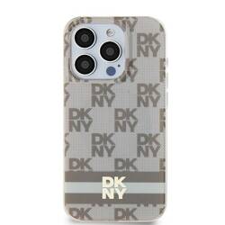 DKNY DKHMN61HCPTSE iPhone 11 / Xr 6.1" beżowy/beige hardcase IML Checkered Mono Pattern & Printed Stripes MagSafe