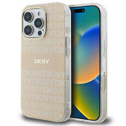 DKNY DKHMP16LHRHSEP iPhone 16 Pro 6.3" różowy/pink hardcase Repeat texture patern & Stripe MagSafe