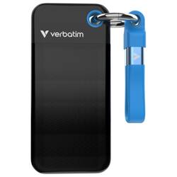 Dysk Zewnętrzny Verbatim Pocket SSD 1TB   - brelok do kluczy z kablem USB-C 3.2 gen.2 czarno-niebieski/black-blue 32191