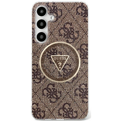 Etui Guess 4G Glitter Triangle Buttons    MagSafe do Samsung Galaxy S25 Ultra brązowy