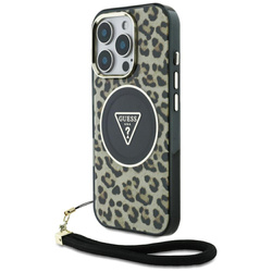 Etui Guess HC IML Leopard Triangle Cord   Strap do iPhone 16 Pro Max MagSafe brązowy