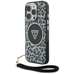 Etui Guess HC IML Leopard Triangle Cord   Strap do iPhone 16 Pro Max MagSafe czarny