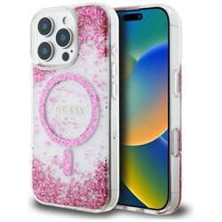 Etui Guess HC Resin Bottom Glitter do     iPhone 16 Pro MagSafe różowy