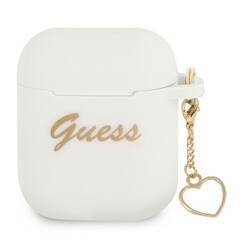 GUESS  GUA2LSCHSH AIRPODS 1/2 COVER BIAŁY/WHITE SILICONE CHARM HEART COLLECTION