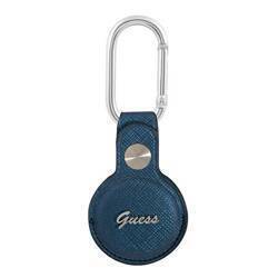 GUESS GUATPSASRSB AIRTAG CASE NIEBIESKI/BLUE SAFFIANO VINTAGE SCRIPT