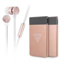 GUESS GUBPERPBTRG ZESTAW 2W1 POWER BANK 4000 MAH + SŁUCHAWKI 3.5MM RÓŻOWO-ZŁOTY/ROSE GOLD