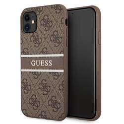 GUESS GUHCN614GDBR IPHONE 11 / XR 6,1" BRĄZOWY/BROWN HARDCASE 4G STRIPE