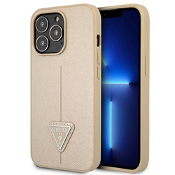 GUESS GUHCP13LPSATLE IPHONE 13 PRO / 13 6,1" BEŻOWY/BEIGE HARDCASE SAFFIANOTRIANGLE LOGO