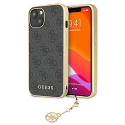 GUESS GUHCP13MGF4GGR IPHONE 13 / 14 / 15 6.1" SZARY/GREY HARDCASE 4G CHARMS COLLECTION