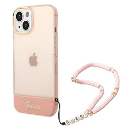 GUESS GUHCP14MHGCOHP IPHONE 14 PLUS / 15 PLUS 6.7" RÓŻOWY/PINK HARDCASE TRANSLUCENT PEARL STRAP