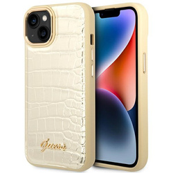 GUESS GUHCP14MHGCRHD IPHONE 14 PLUS / 15 PLUS 6.7" ZŁOTY/GOLD HARDCASE CROCO COLLECTION