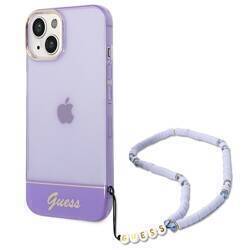 GUESS GUHCP14SHGCOHU IPHONE 14 / 15 / 13 6.1" FIOLETOWY/PURPLE HARDCASE TRANSLUCENT PEARL STRAP