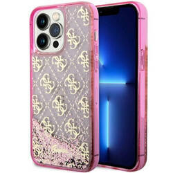 GUESS GUHCP14XLC4PSGP IPHONE 14 PRO MAX 6.7" RÓŻOWY/PINK HARDCASE LIQUID GLITTER 4G TRANSCULENT