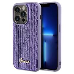 GUESS GUHCP14XPSFDGSU IPHONE 14 PRO MAX 6.7" FIOLETOWY/PURPLE HARDCASE SEQUIN SCRIPT METAL