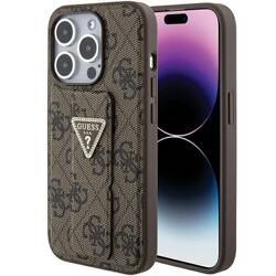 GUESS GUHCP15LPGS4TDW IPHONE 15 PRO 6.1" BRĄZOWY/BROWN HARDCASE GRIP STAND 4G TRIANGLE STRASS