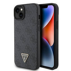 GUESS GUHCP15SP4TDPK IPHONE 15 / 14 / 13 6.1" CZARNY/BLACK HARDCASE LEATHER 4G DIAMOND TRIANGLE