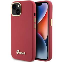 GUESS GUHCP15SSMBSLM IPHONE 15 / 14 / 13 6.1" MAGENTA HARDCASE SILICONE SCRIPT METAL LOGO & FRAME