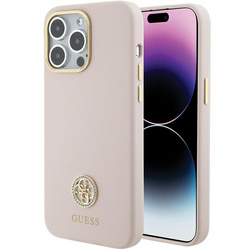 GUESS GUHCP15XM4DGPP IPHONE 15 PRO MAX 6.7" JASNORÓŻOWY/PINK HARDCASE SILICONE LOGO STRASS 4G