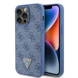 GUESS GUHCP15XP4TDPB IPHONE 15 PRO MAX 6.7" NIEBIESKI/BLUE HARDCASE LEATHER 4G TRIANGLE STRASS