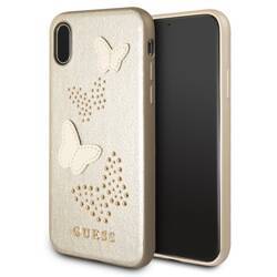 GUESS GUHCPXPBUBE IPHONE X BEIGE / BEŻOWY HARD CASE STUDS & SPARKLES